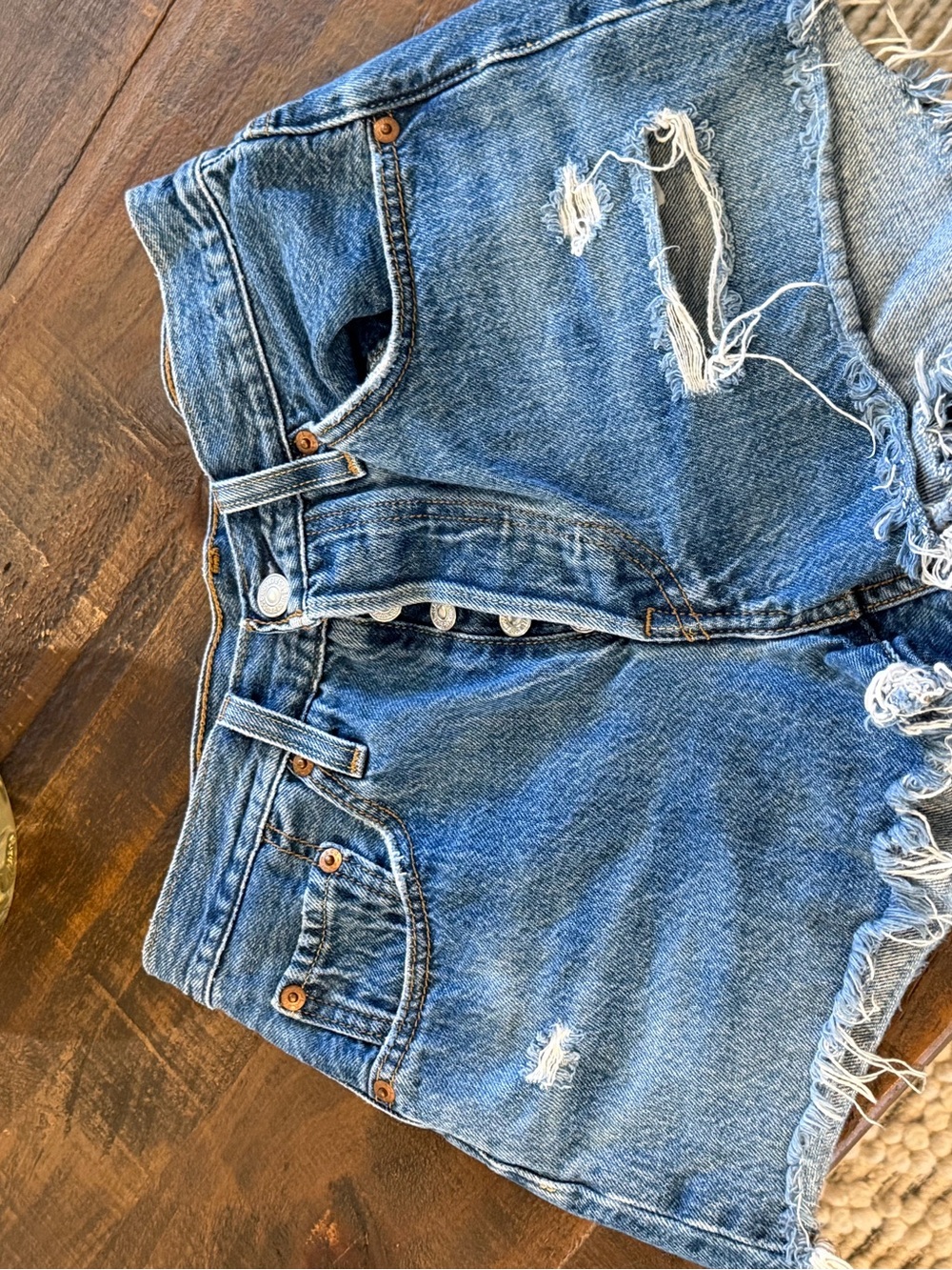 Levi's Distressed Blue Denim Jean Shorts